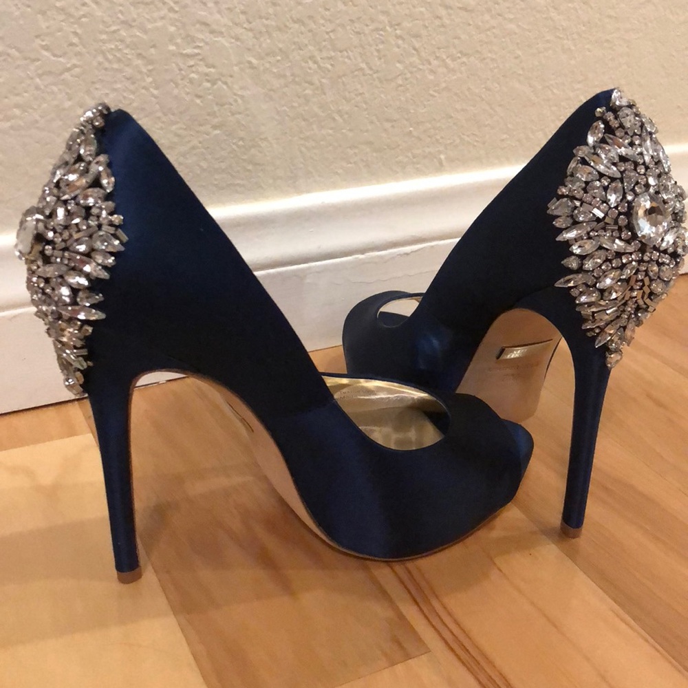 Badgley Mischka Kiara Embellished Peep-Toe Pump
